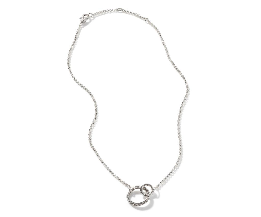 Essentials Hammered Silver Rolo Chain Interlinking Necklace